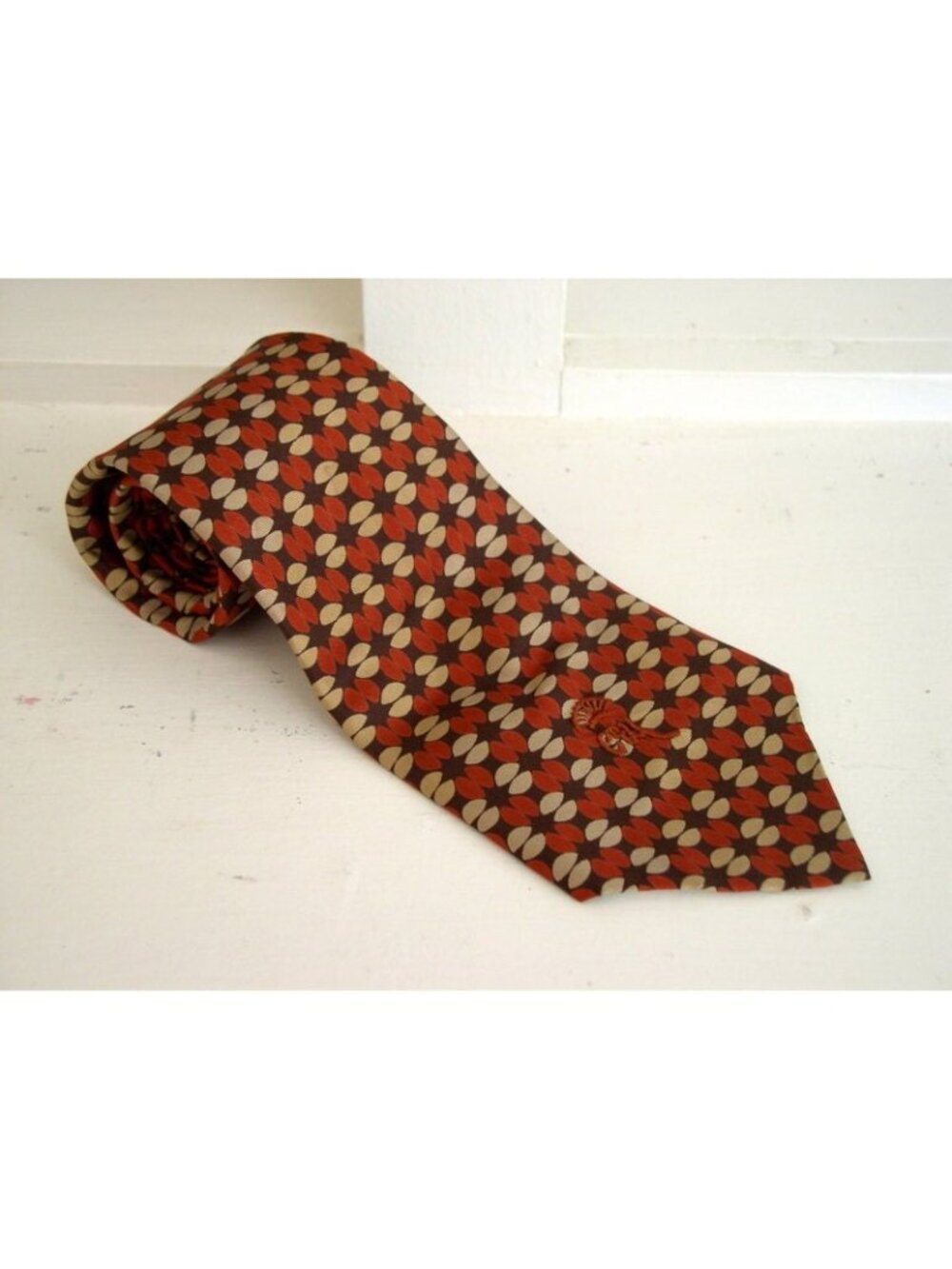Vintage 1960's Countess Mara Silk Necktie / 60's MCM Mid Century Modern Brown &